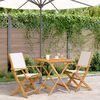 vidaXL Bistro Set Cream White Solid acacia wood, Fabric (100% polyester)