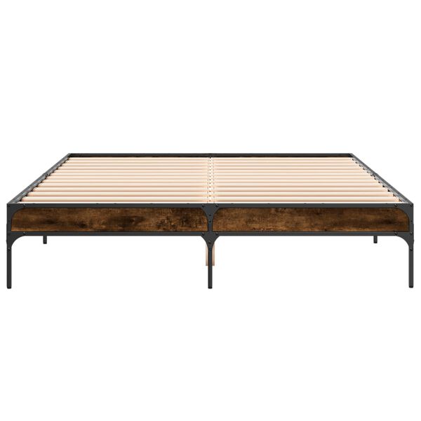 vidaXL Bed Frame Smoked oak Engineered wood, metal King Bed Frame