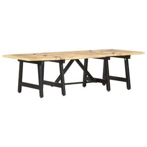 vidaXL Coffee Table Brown, Black Solid mango wood, Iron Large Extendable