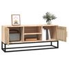 vidaXL TV Cabinet Natural Wood Engineered Wood, Solid Pine Wood, Iron