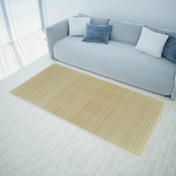 vidaXL Rug Natural Bamboo 63 x 90 in Non-slip Rug Rectangular