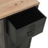 vidaXL Single Pedestal Desk Black and natural wood Solid firwood, Steel