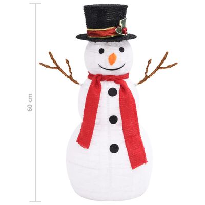 vidaXL Decorative Christmas Snowman Figure with LED Luxury Fabric 2 ft