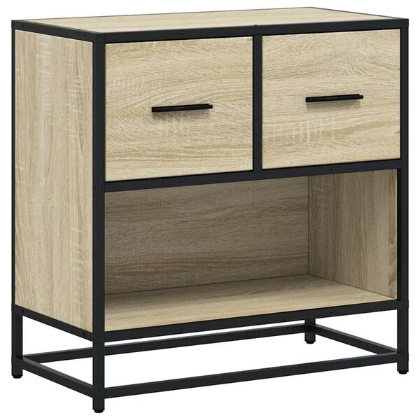 vidaXL Bedside Cabinet Sonoma oak Engineered wood, Metal Medium