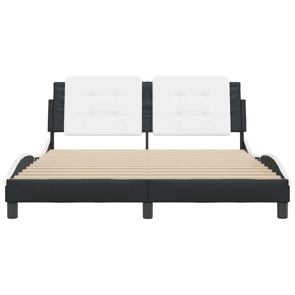 vidaXL Bed Frame Black and White Faux Leather Full Durable Bed Frame