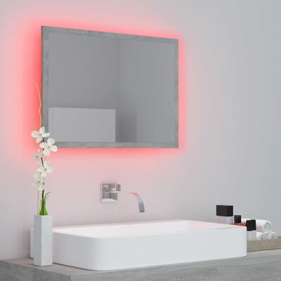 vidaXL LED Bathroom Mirror Concrete Gray 23.6"x3.3"x14.6" Chipboard