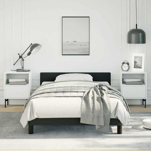 vidaXL Bed Frame With Headboard Black Faux leather, plywood, engineered wood