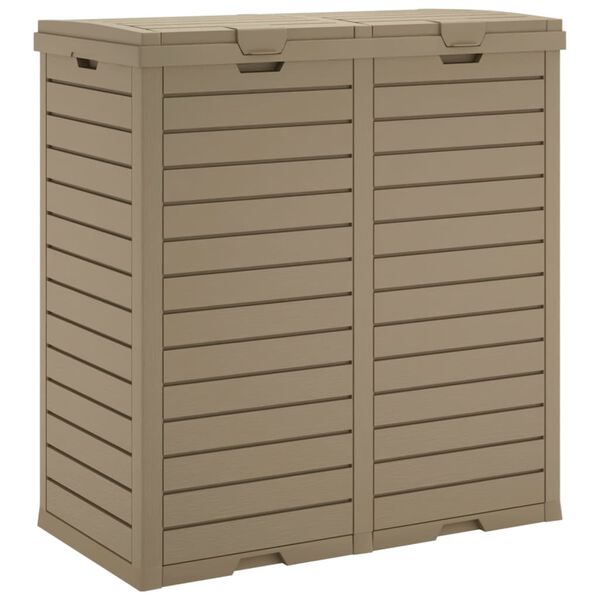 vidaXL Outdoor Garbage Bin Light Brown 30.7"x16.1"x33.9" Polypropylene