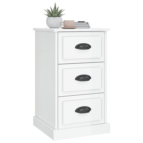 vidaXL Bedside Cabinet High gloss white Engineered wood Small
