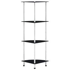 vidaXL Shelf Black Tempered glass, Stainless steel 11.8x11.8x39.4 in