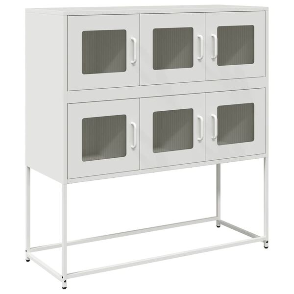 vidaXL Sideboard White Cold-rolled Steel Medium Sideboard Rectangular