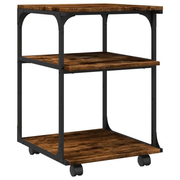 vidaXL Printer Stand 3-Tier Smoked Oak 16.9"x18.9"x25.2" Engineered Wood