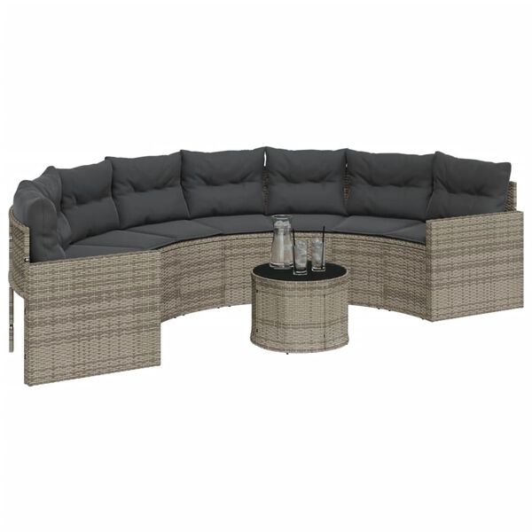 vidaXL Garden Sofa Half-Round Gray