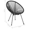 vidaXL Moon Chair Set of 2 Black Round PVC Rattan Garden Chair Round