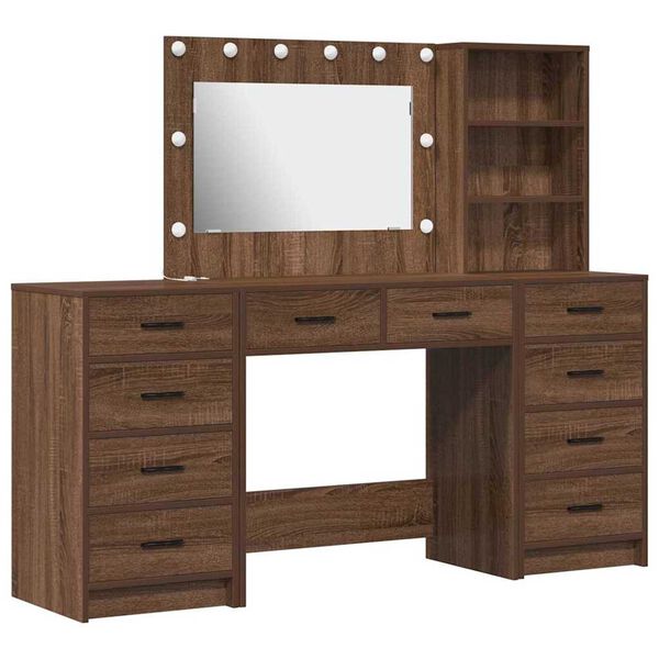 vidaXL Dressing Table 3 pcs Brown 40 x 41 x 135 cm Engineered wood