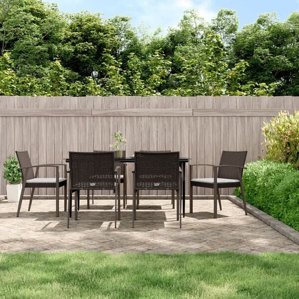 vidaXL Garden Dining Set Brown PE rattan Large Durable