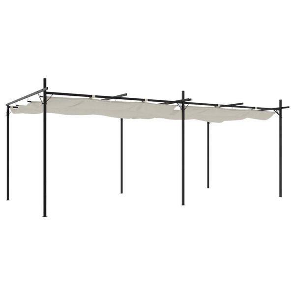 vidaXL Pergola with Retractable Roof Cream 231.9"x115"x90.6"