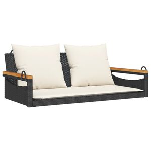 vidaXL Swing Bench Black Poly Rattan Removable Covers Swing Bench