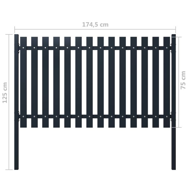 vidaXL Fence Panel Anthracite 70.1" x 29.5" Powder-coated Steel
