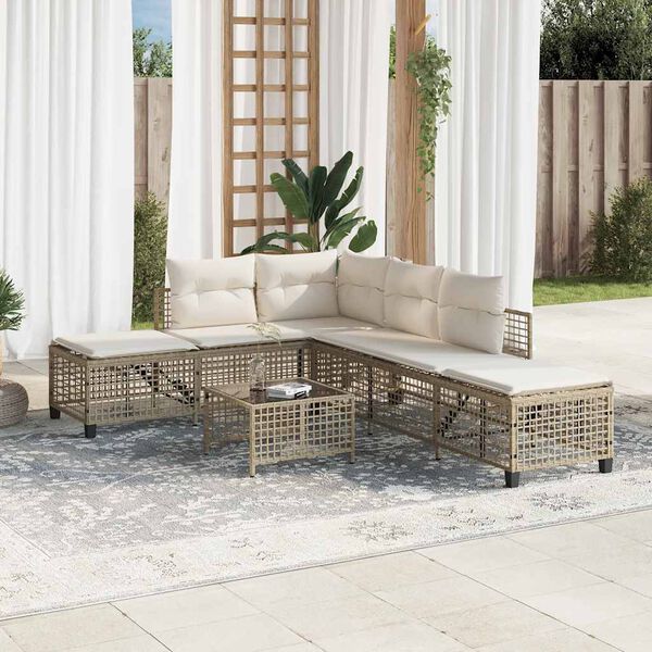 vidaXL Garden Sofa Set Beige, Cream White
