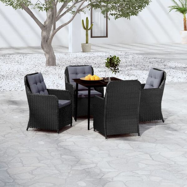 vidaXL Garden Dining Set Black