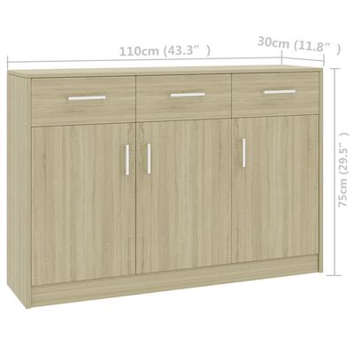 vidaXL Sideboard Sonoma Oak 43.3"x11.8"x29.5" Engineered Wood