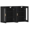 vidaXL Wall Mounted Cabinet Set of 2 Black Engineered Wood, Glass