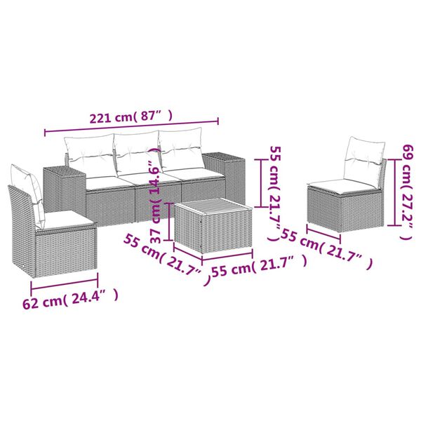 vidaXL Garden Sofa Set Grey