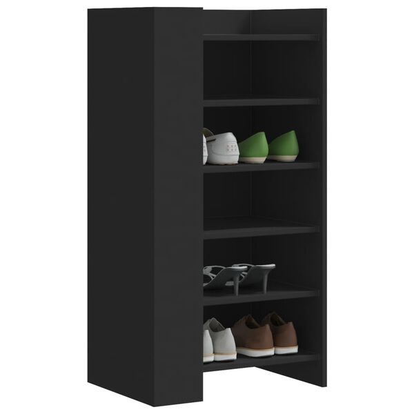 vidaXL Shoe Cabinet Black Engineered wood 20.5x14.8x39.4 in Shoe Cabinet