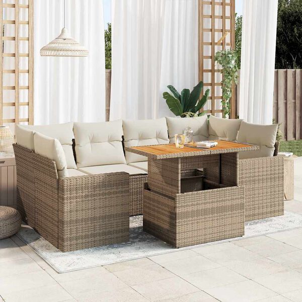 vidaXL Garden Sofa Set Beige