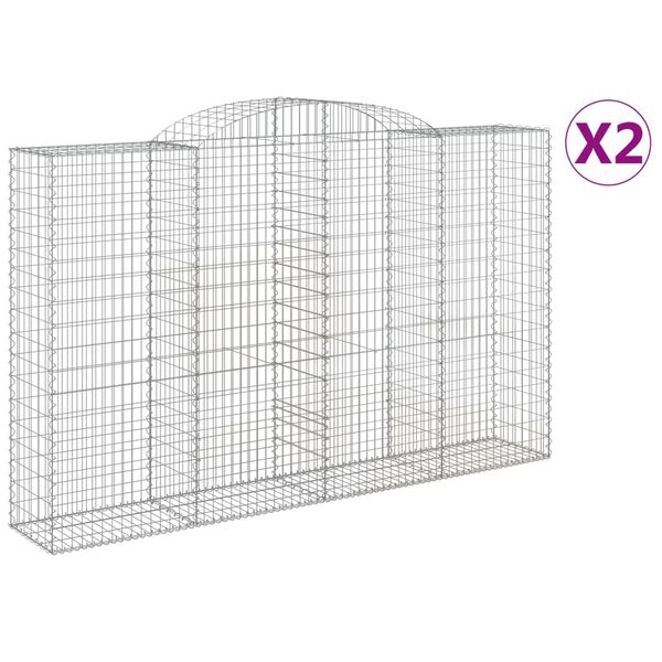 vidaXL Gabion Basket Set of 2 Silver Galvanized Iron Large Durable