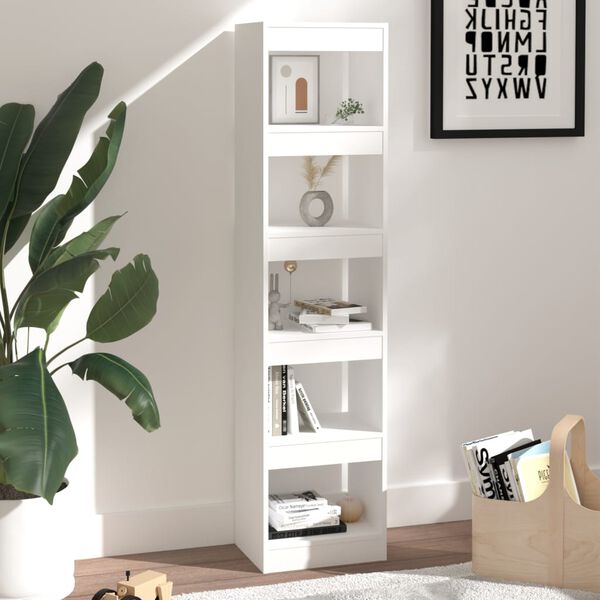 vidaXL Bookcase White Engineered wood 15.7 x 11.8 x 65.4 in Bookcase
