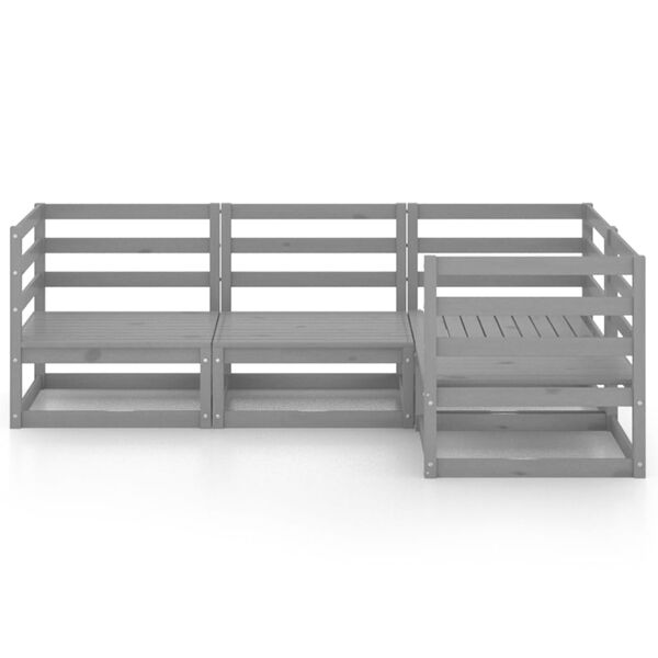 vidaXL Garden Lounge Set Grey Solid pine wood Medium Modular