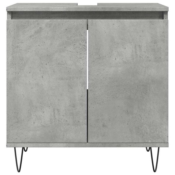 vidaXL Bathroom Cabinet Concrete Gray Engineered Wood, Iron Medium