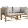 vidaXL Garden Corner Sofa Light Grey, Natural Bamboo Bamboo, Polyester