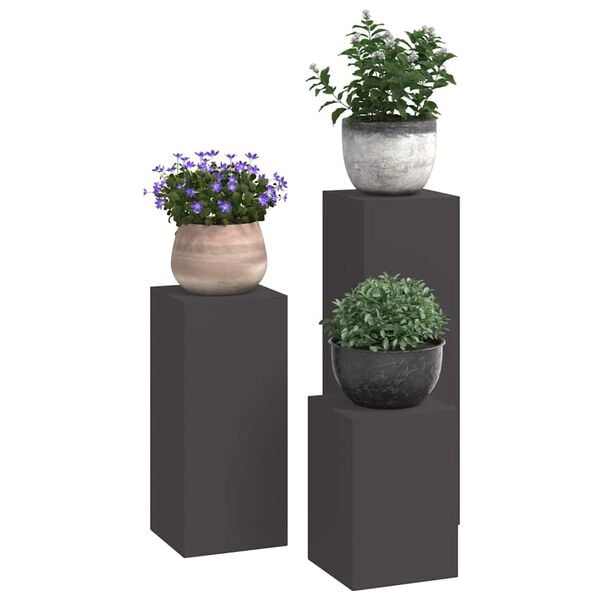 vidaXL Plant Stand 3 pcs Black Steel