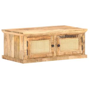 vidaXL Coffee Table Natural Wood Solid Mango Wood and Natural Cane