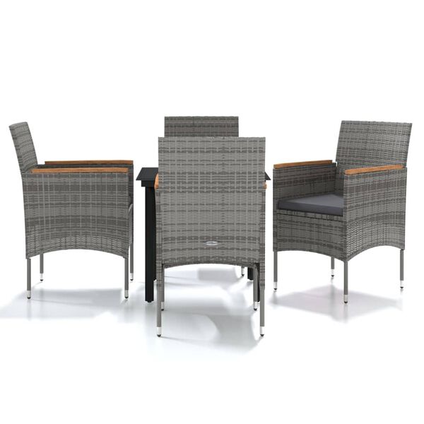 vidaXL Garden Dining Set Grey and Black