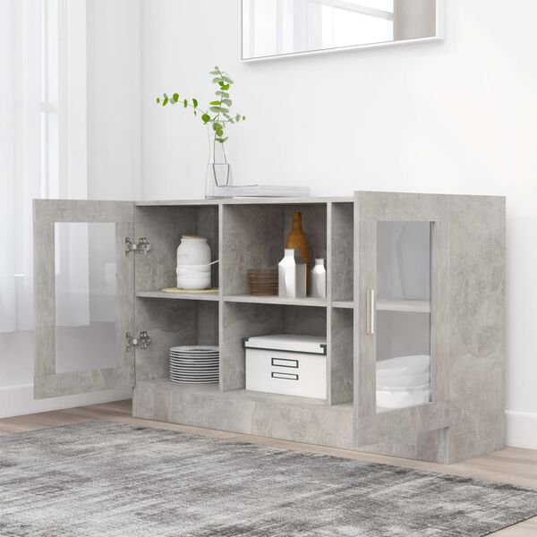 vidaXL Vitrine Concrete gray Engineered wood and glass