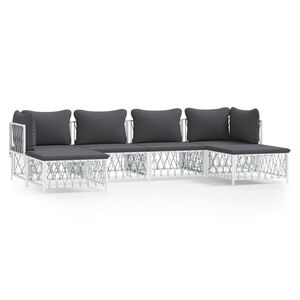 vidaXL Garden Lounge Set White Woven fabric, powder-coated steel, textilene