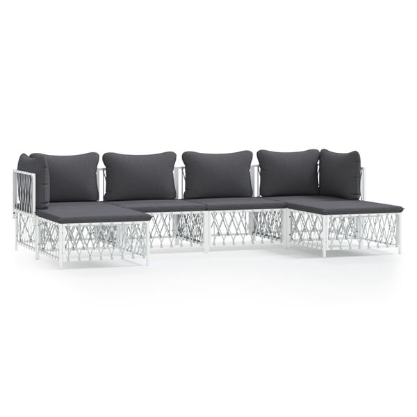 vidaXL Garden Lounge Set White Woven fabric, powder-coated steel, textilene
