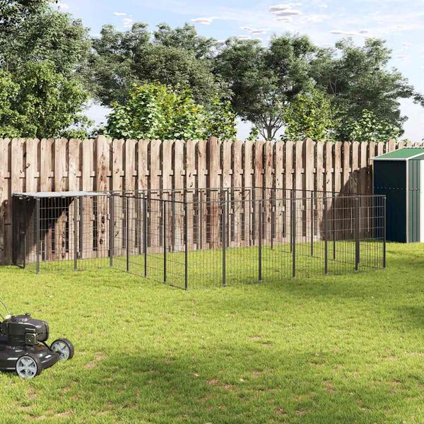 vidaXL Dog Kennel Black Powder-Coated Steel 130.0 ft² Durable