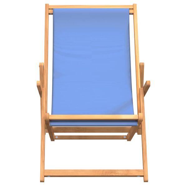 vidaXL Beach Chair Blue Teak wood, Polyester Medium Foldable