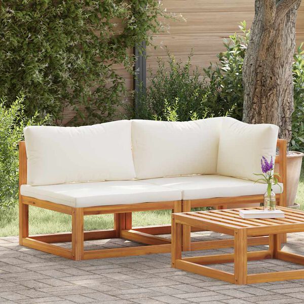 vidaXL Sofa Set Cream White, Natural Wood
