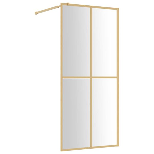 vidaXL Walk-in Shower Wall with Clear ESG Glass Gold 39.4"x76.8"