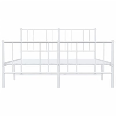 vidaXL Metal Bed Frame with Headboard and Footboard White 53.9"x74.8" Full