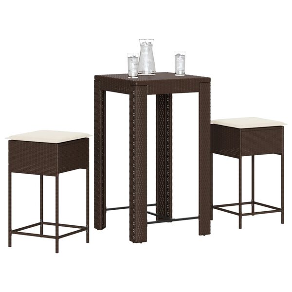 vidaXL Garden Bar Set Brown Poly Rattan Compact UV-resistant materials