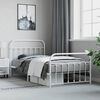 vidaXL Bed Frame White Powder-Coated Steel Twin Bed Frame Rectangular
