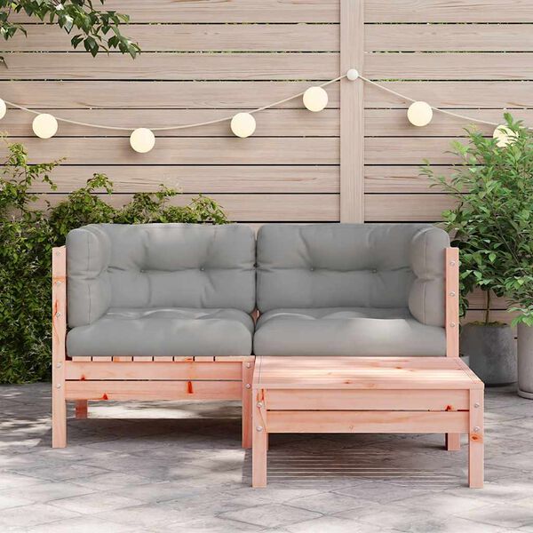 vidaXL Patio Sofa with Cushions and Footstool 2-Seater