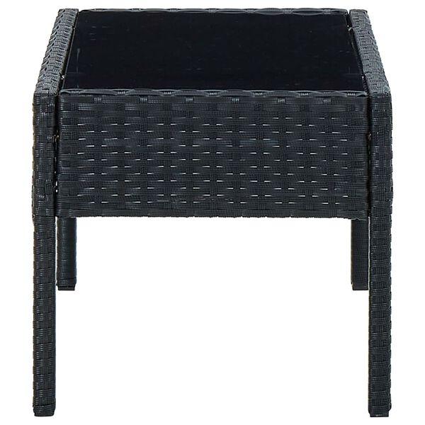 vidaXL Garden Table Black PE rattan, steel, glass Medium Durable